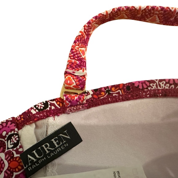 LAUREN RALPH LAUREN NWOT PINK GEOMETRIC BANDEAU BIKINI TOP & BOTTOM SIZE 4/EU 36 - Picture 13 of 14